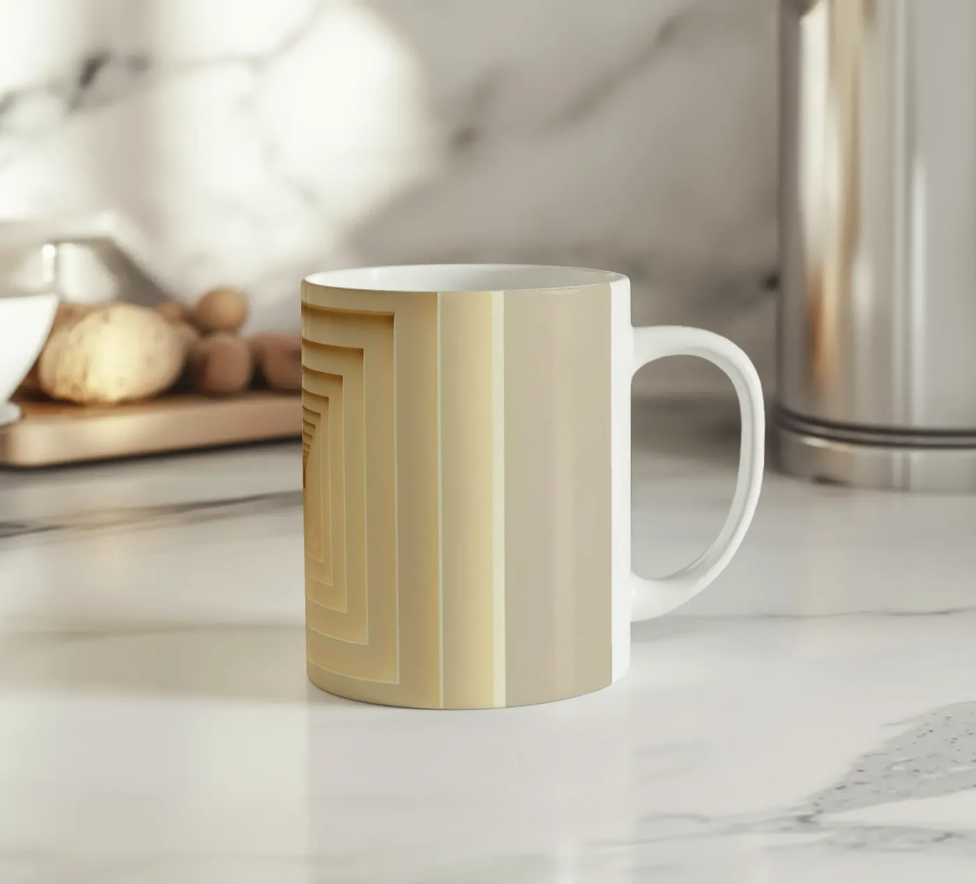 Nested Square Frames in Beige Tones ceramic mug by DesignDoodle