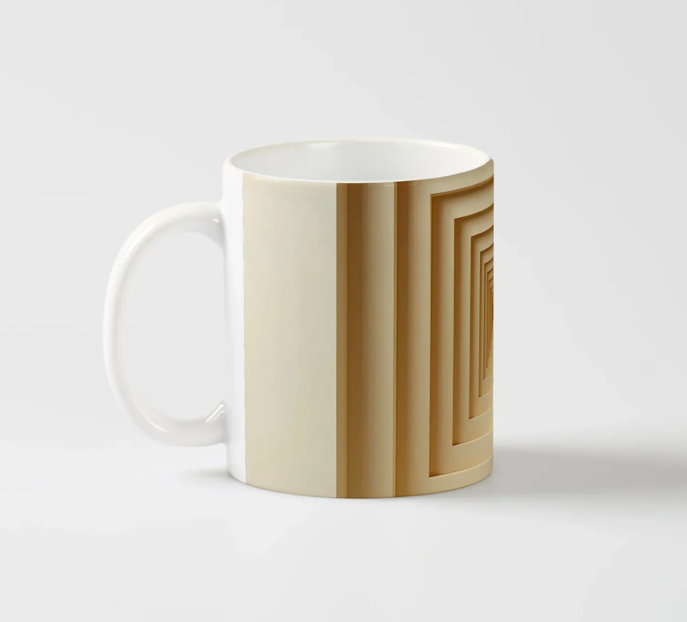 Nested Square Frames in Beige Tones ceramic mug by DesignDoodle