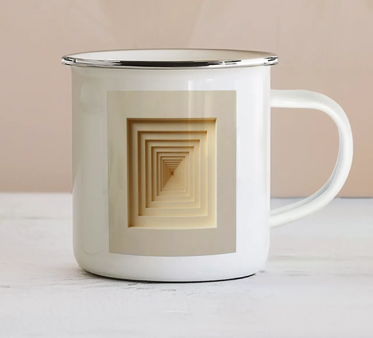 Nested Square Frames dans les tons de beige mug en émail de DesignDoodle
