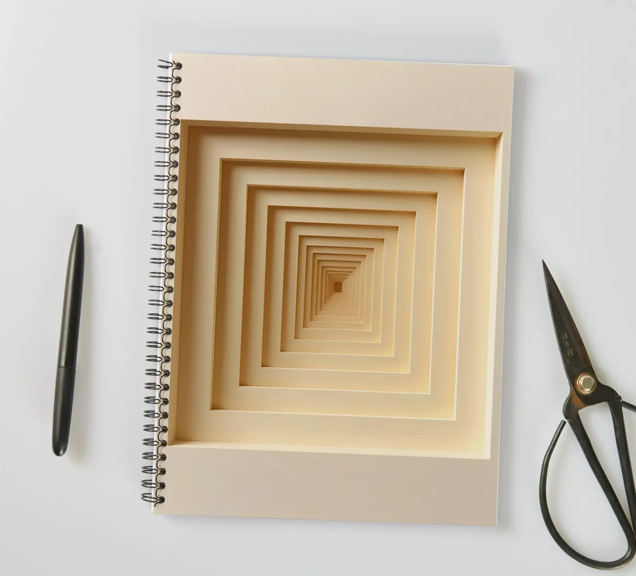 Nested Square Frames in Beige Tones spiral notebook by DesignDoodle