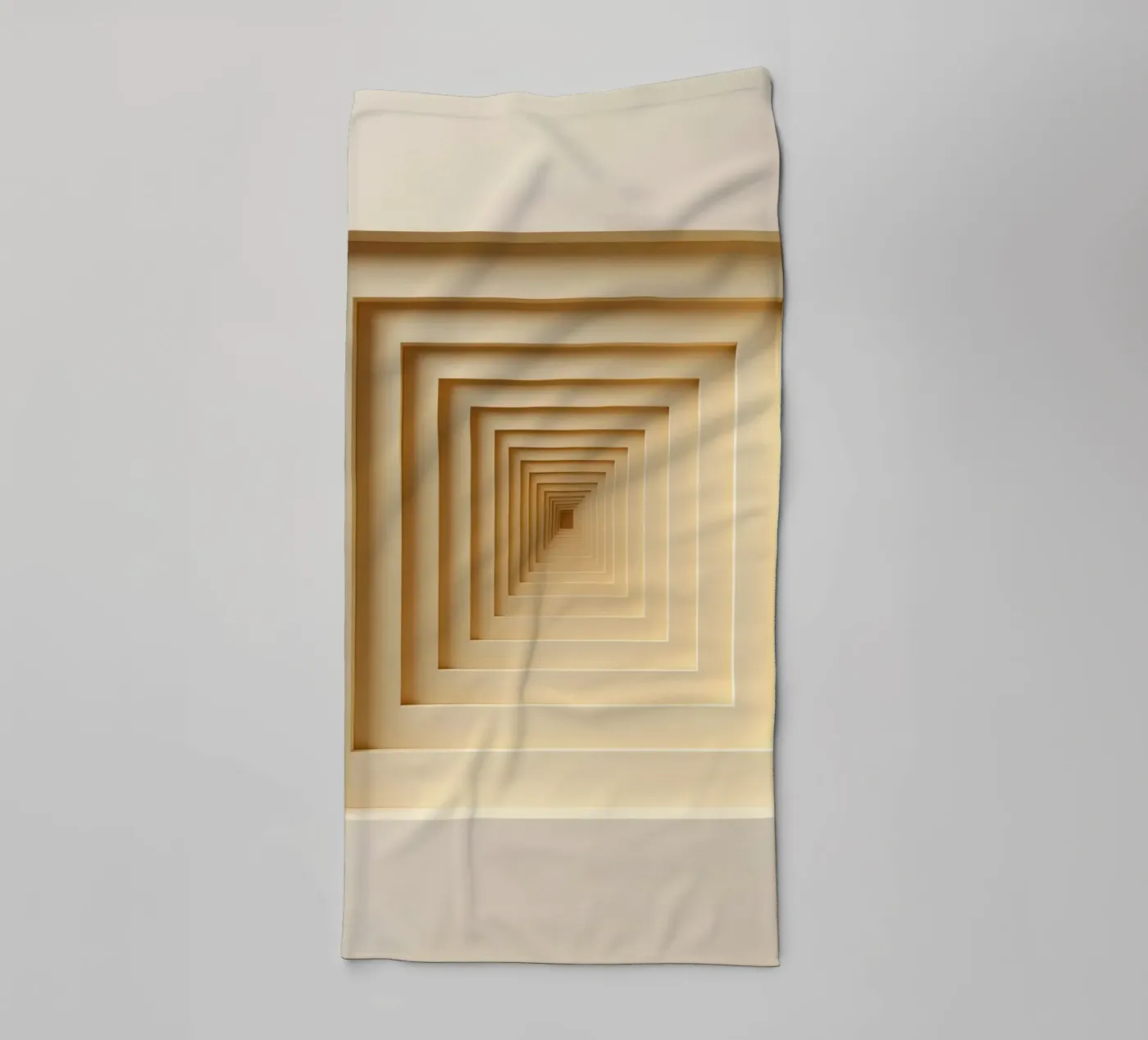 Geneste vierkante frames in beige tinten badhanddoek van DesignDoodle