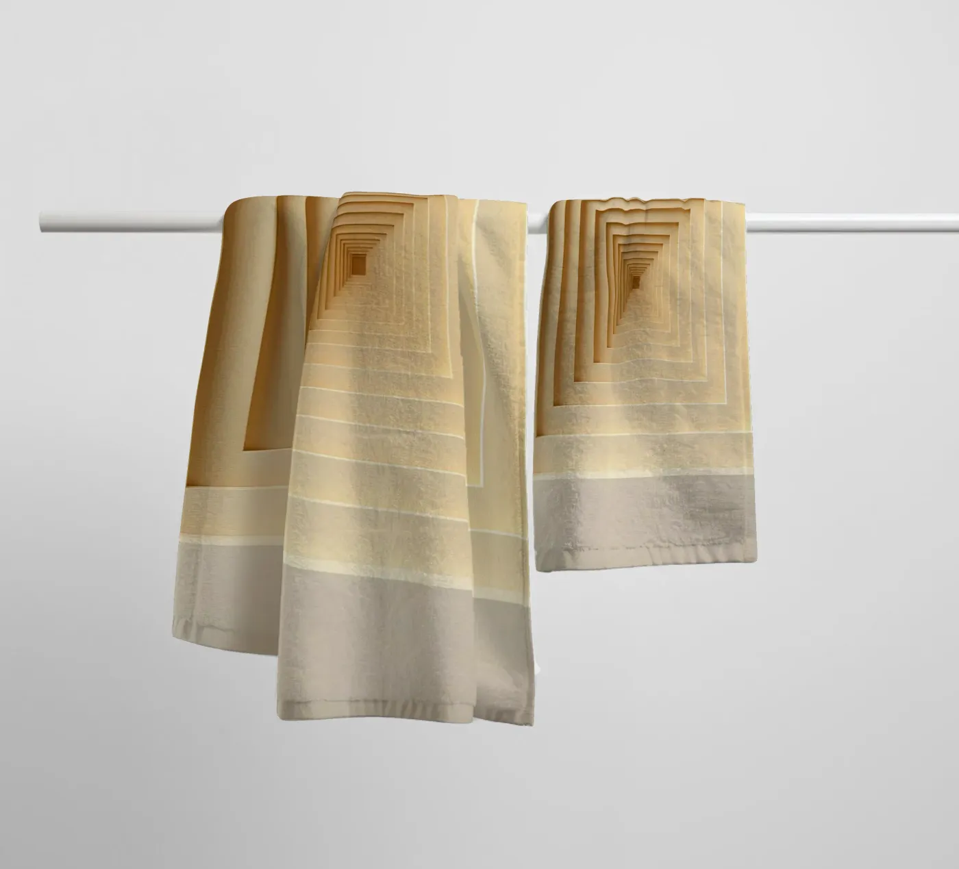 Geneste vierkante frames in beige tinten badhanddoek van DesignDoodle