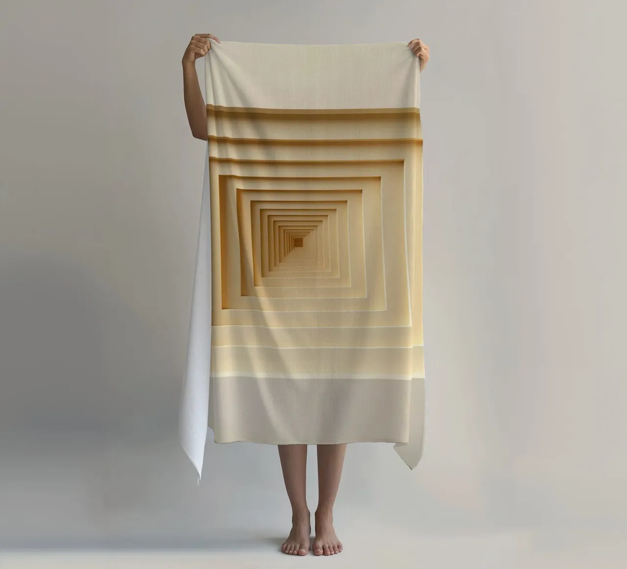 Nested Square Frames in Beige Tones beach towel by DesignDoodle