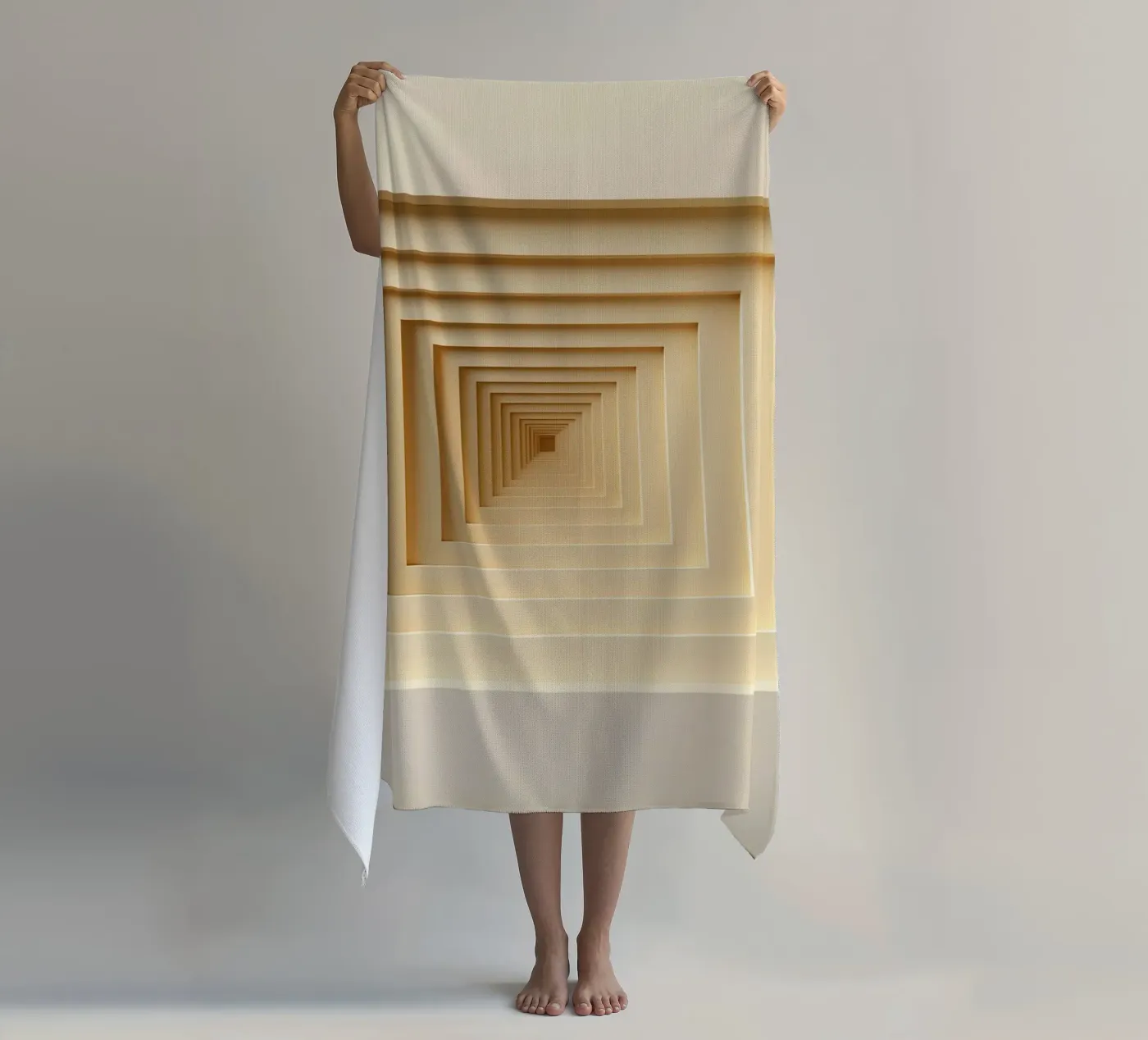 Nested Square Frames in Beige Tones telo mare da DesignDoodle