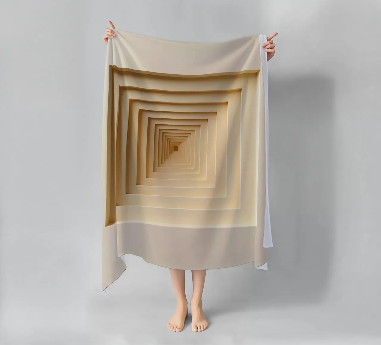 Nested Square Frames in Beige Tones beach towel by DesignDoodle
