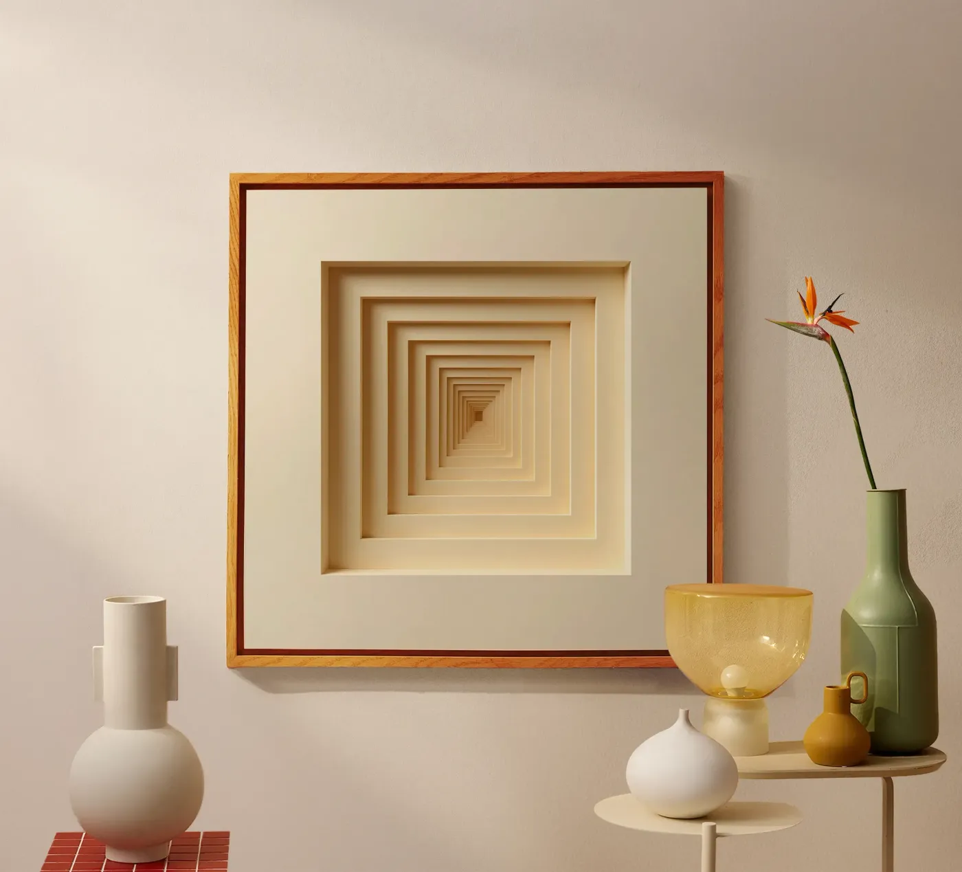 Nested Square Frames in Beige Tones plexiglass da DesignDoodle