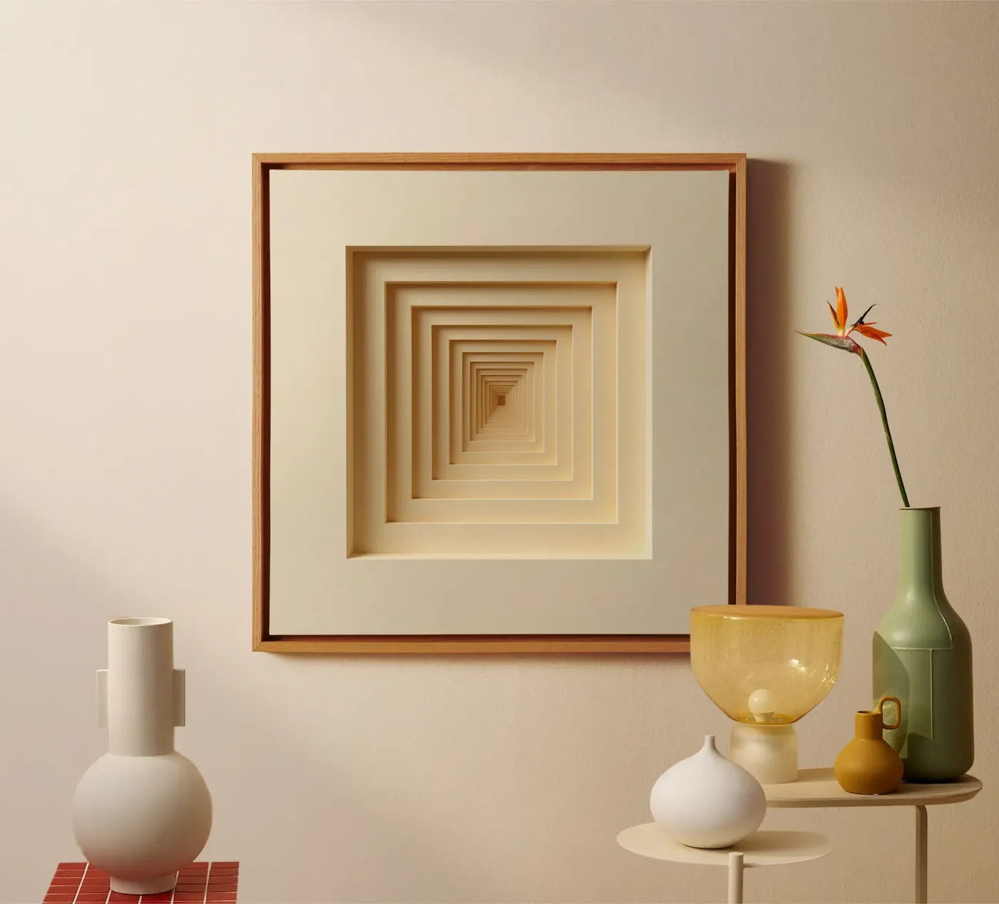 Cornici quadrate annidate in tonalità beige tela da DesignDoodle