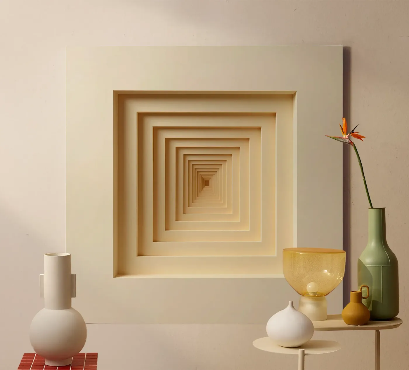 Nested Square Frames in Beige Tones canvas by DesignDoodle