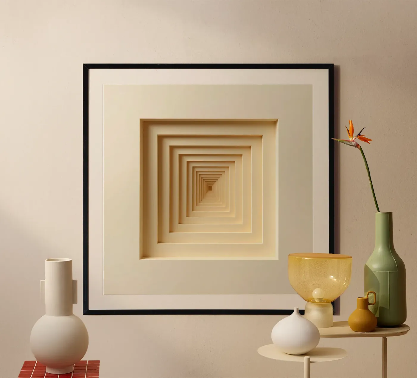 Nested Square Frames dans les tons de beige poster de DesignDoodle
