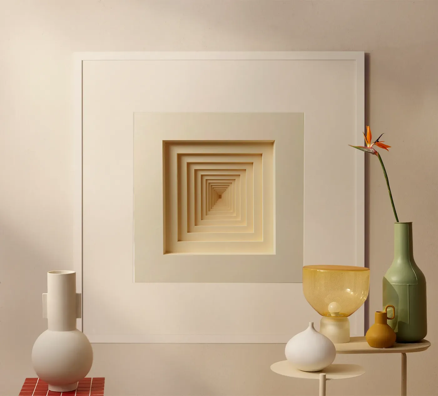 Nested Square Frames dans les tons de beige poster de DesignDoodle