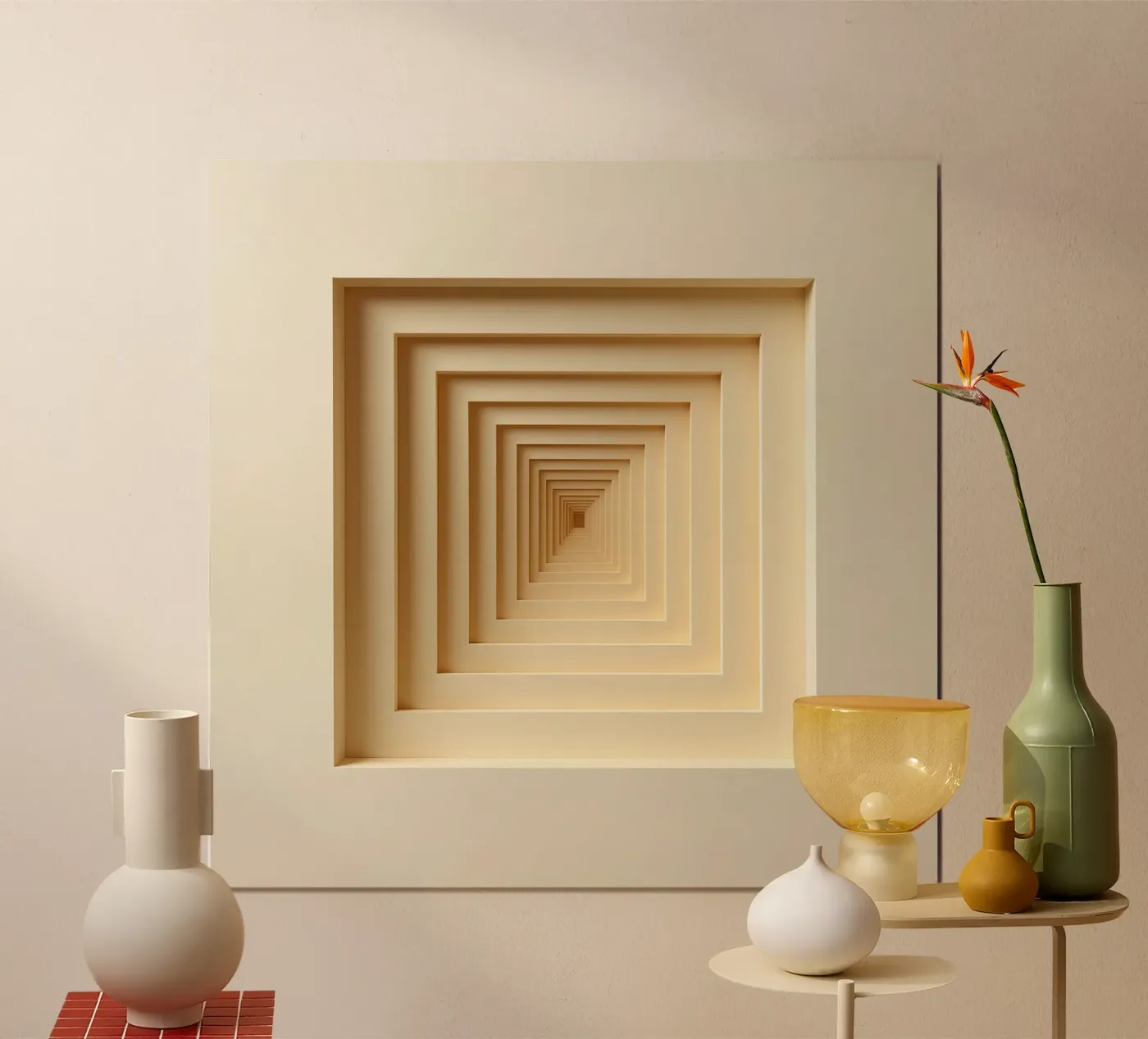 Nested Square Frames dans les tons de beige poster de DesignDoodle