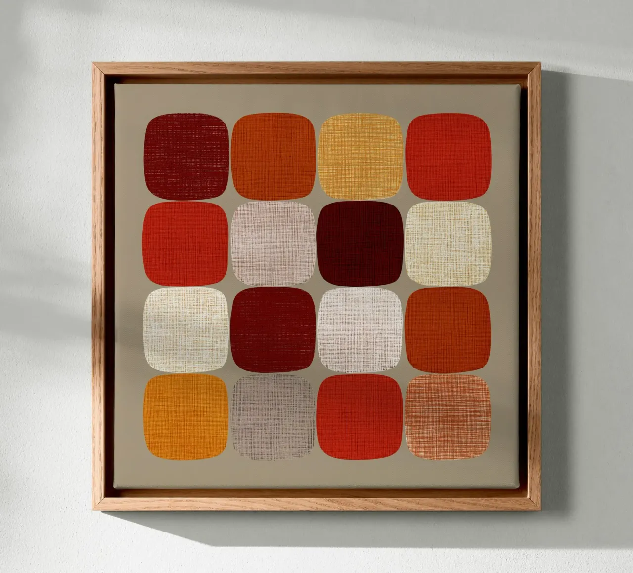 Textile autumnal harmony in warm colours canvas with Floater frame by Autofocus