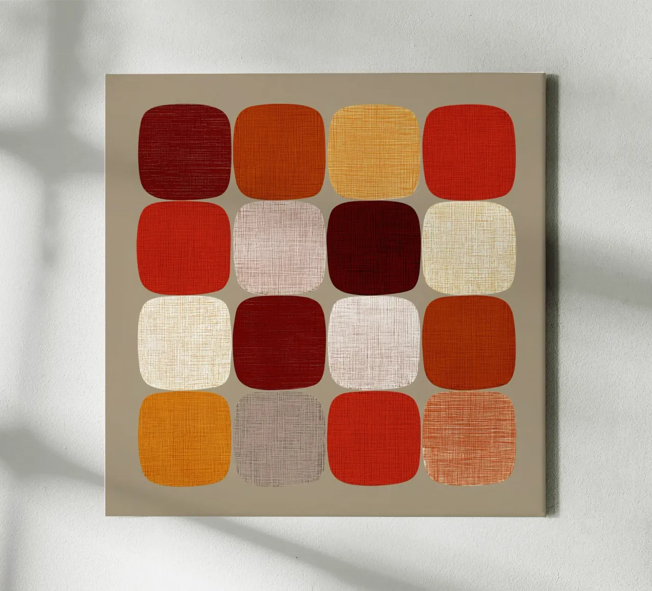 Textile autumnal harmony in warm colours canvas with Floater frame by Autofocus