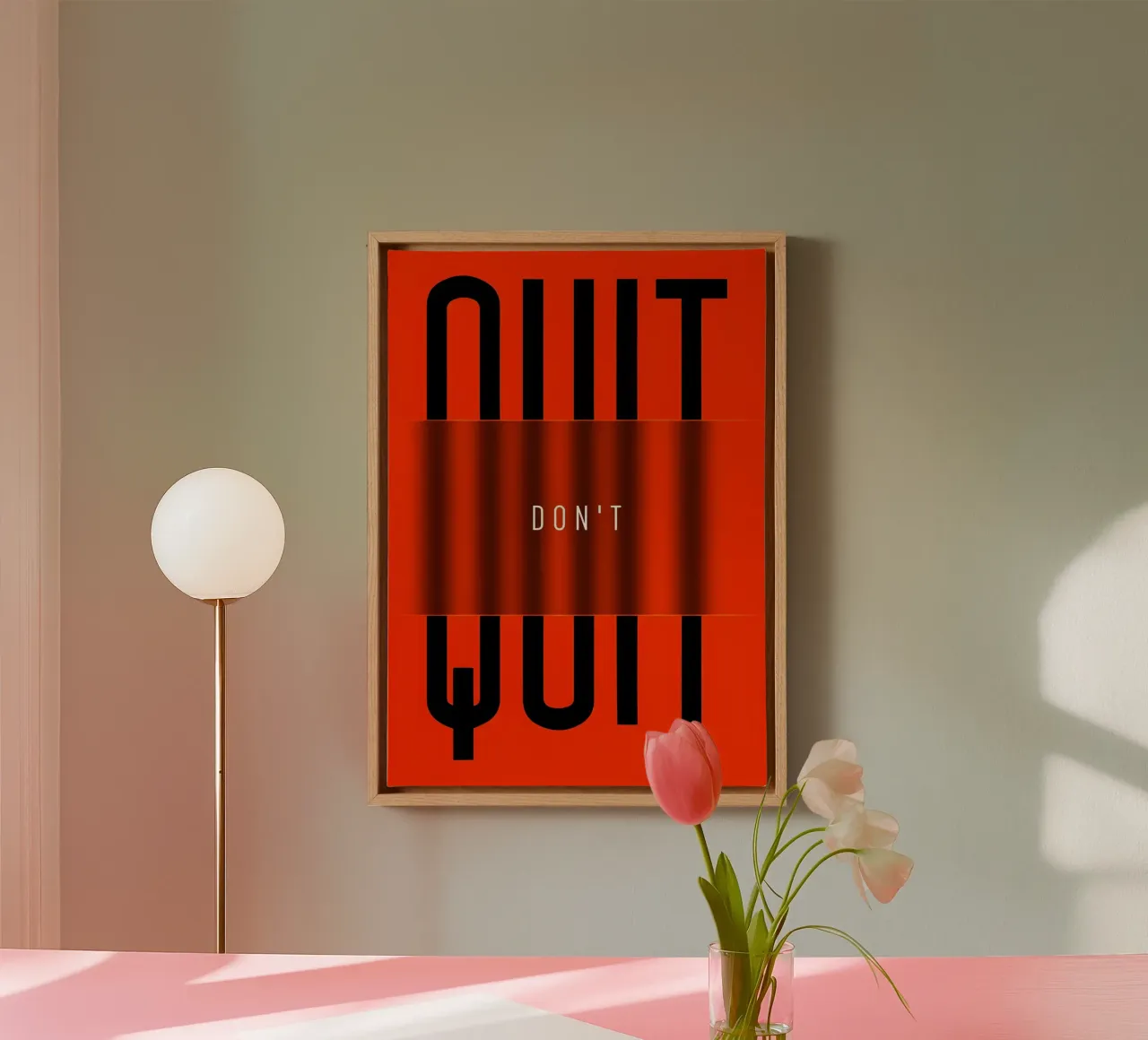 'QUIT and 'DONT tela con Cornice a cassetta da Type & Tape