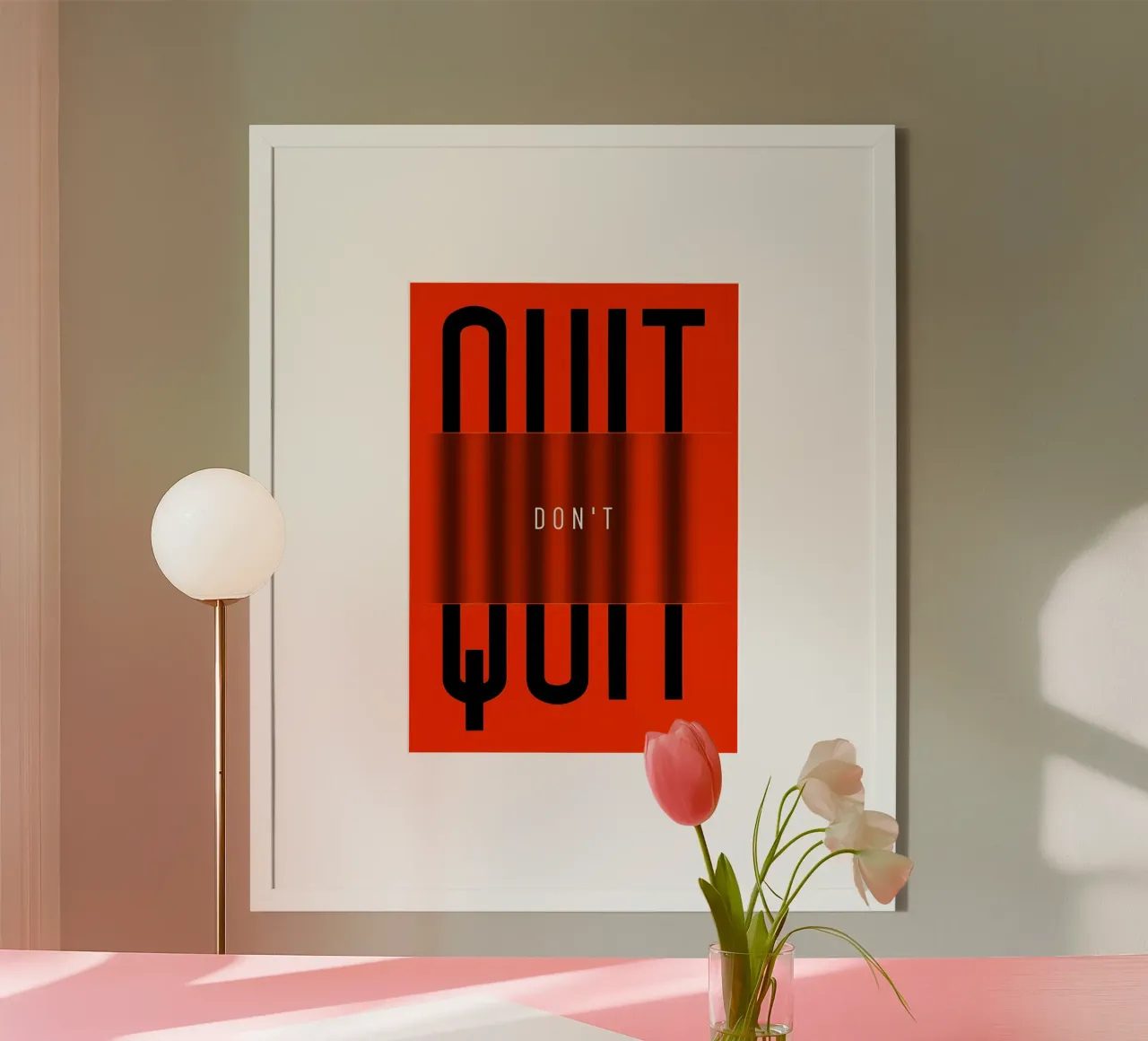 'QUIT and 'DONT poster con telaio in legno da Type & Tape