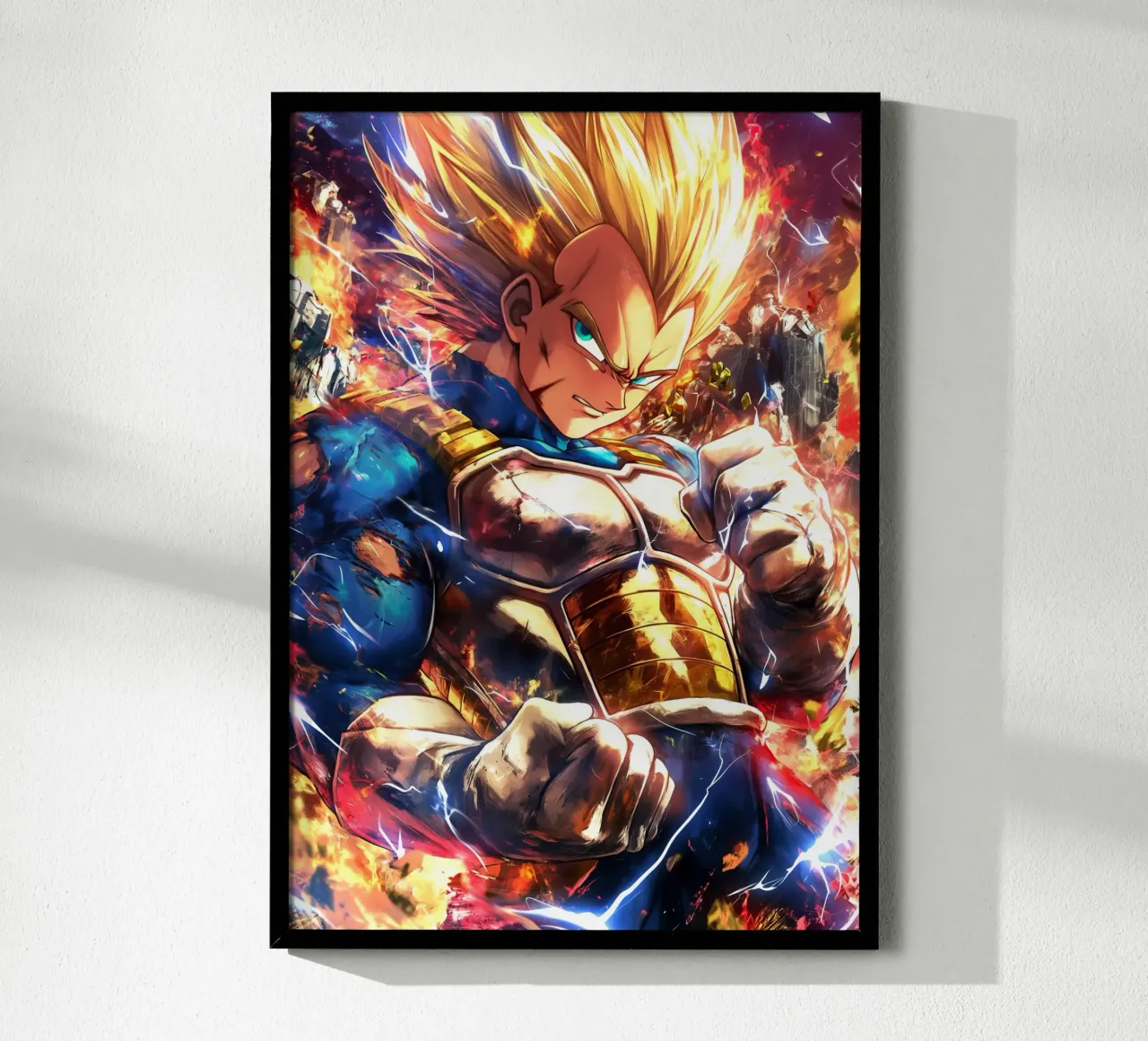 Super Saiyan Vegeta Dragon Ball DBZ poster con telaio in alluminio da Fleur de Lys