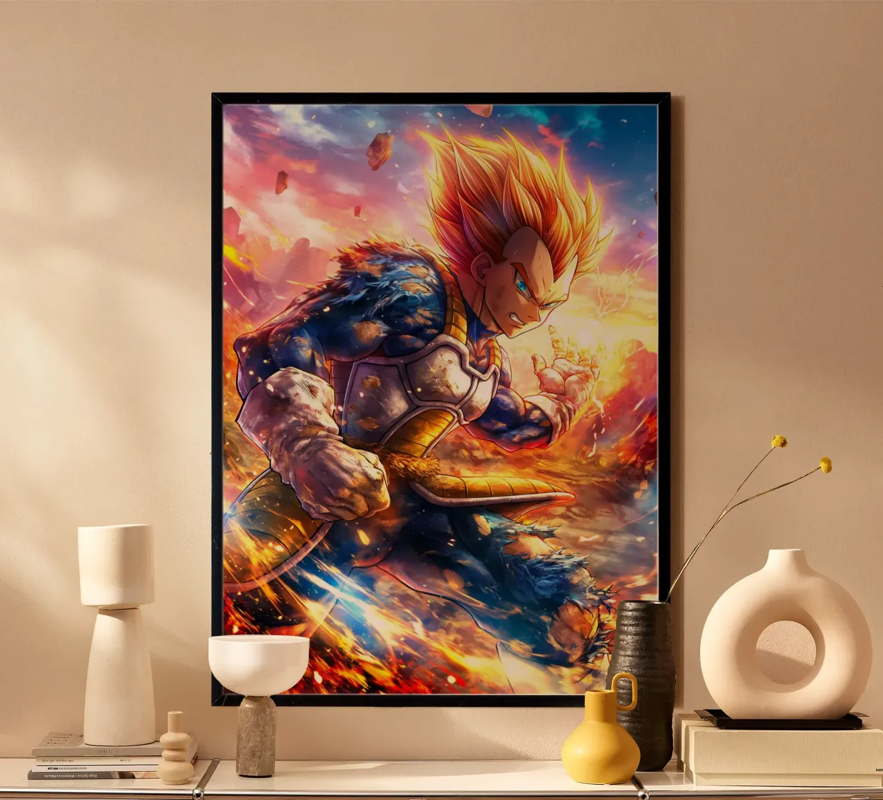 Super Saiyan Vegeta Dragon Ball DBZ poster con telaio in plastica da Fleur de Lys