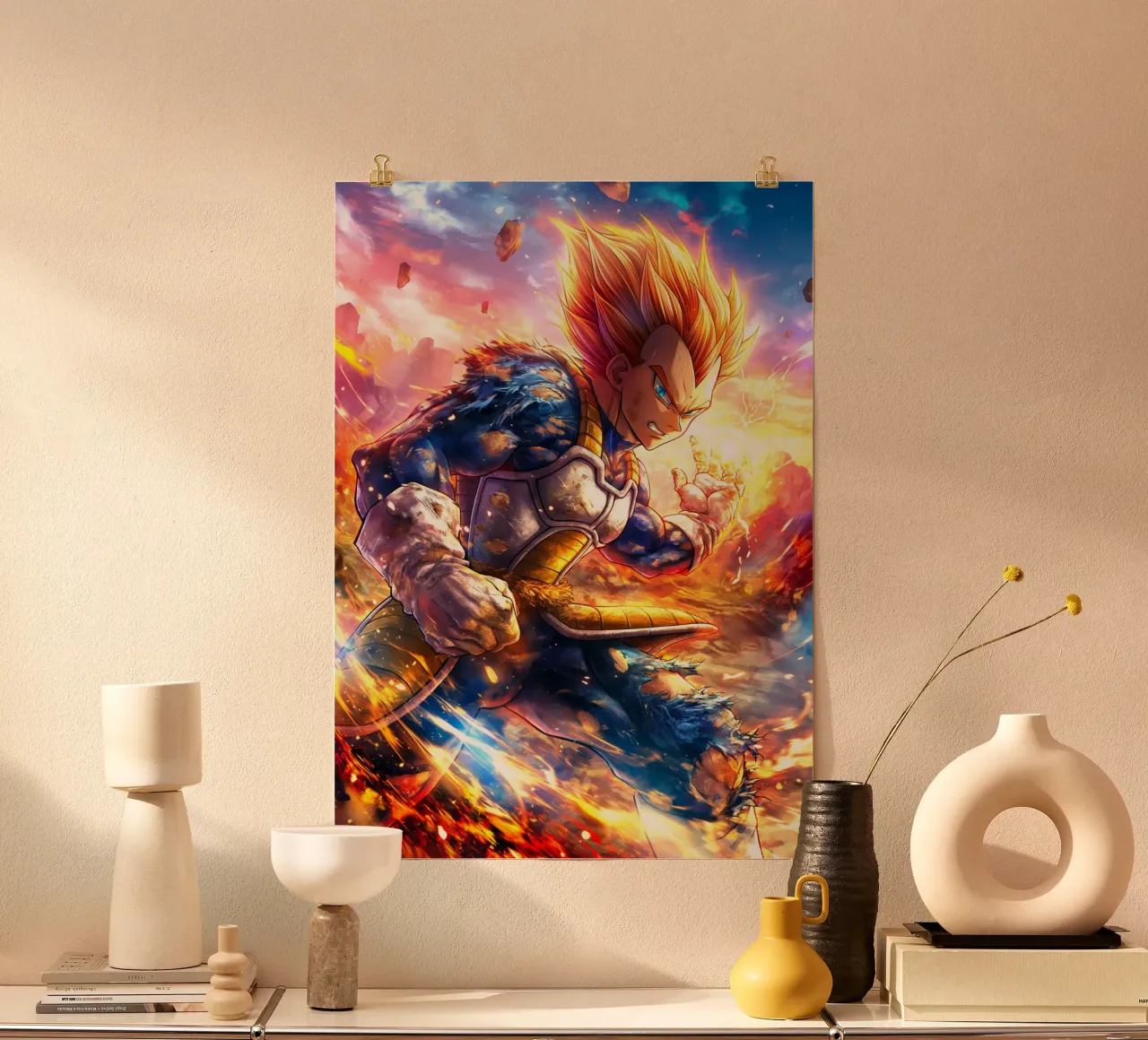 Super Saiyan Vegeta Dragon Ball DBZ poster con telaio in plastica da Fleur de Lys