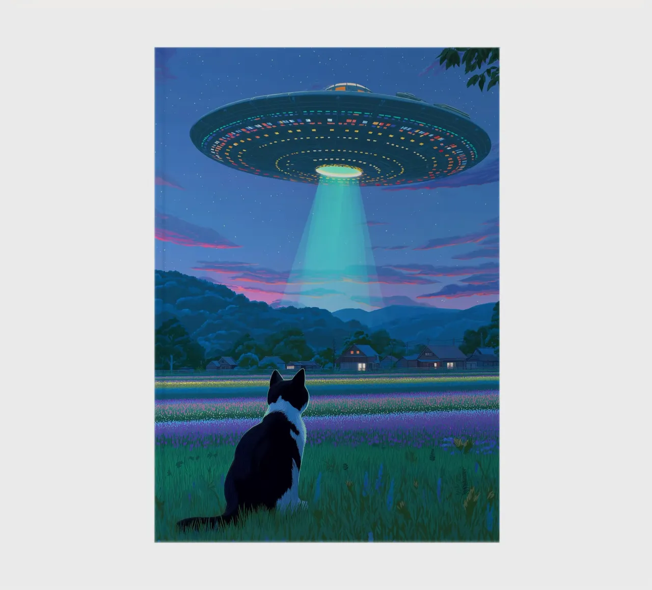 Cat vs UFO Spaceship notebook by Stellar Creative