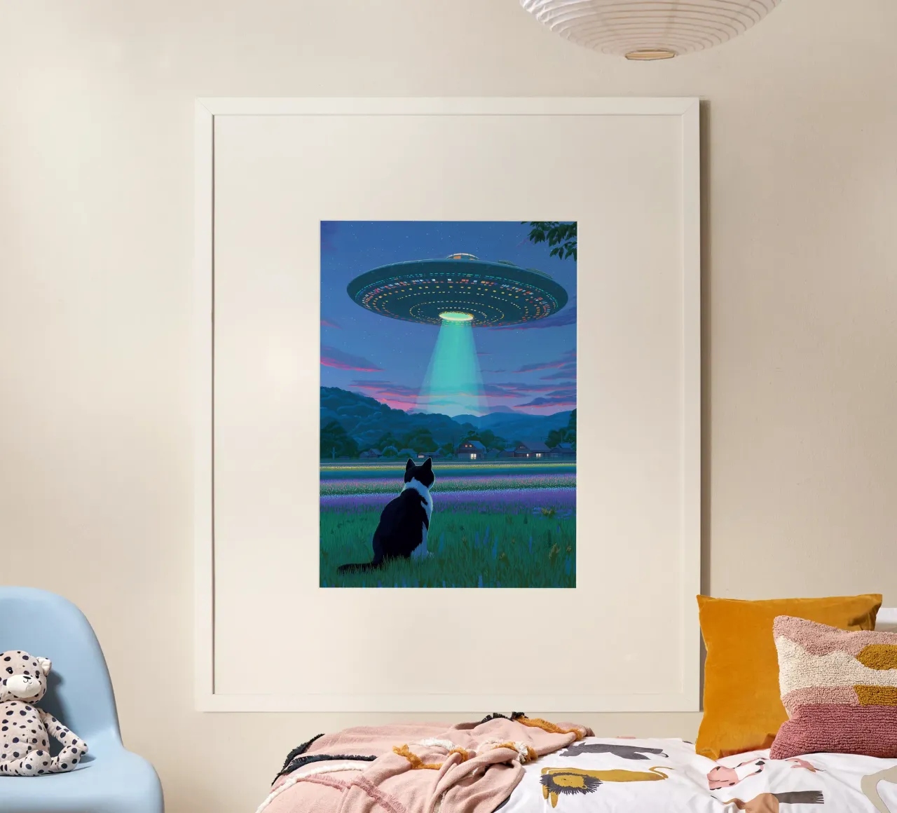 Gatto contro astronave UFO poster da Stellar Creative