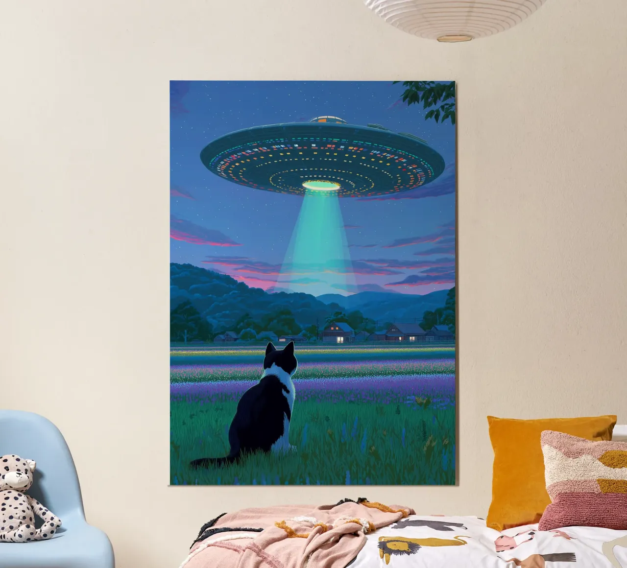 Gatto contro astronave UFO poster da Stellar Creative