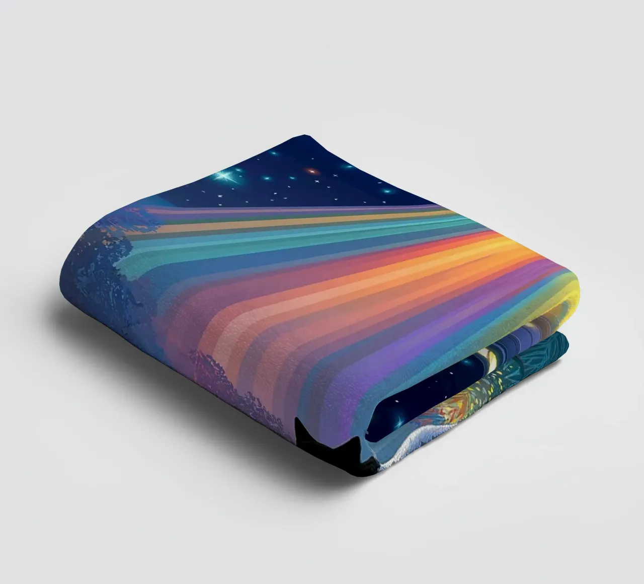 Cat vs UFO Spaceship towel by Stellar Creative