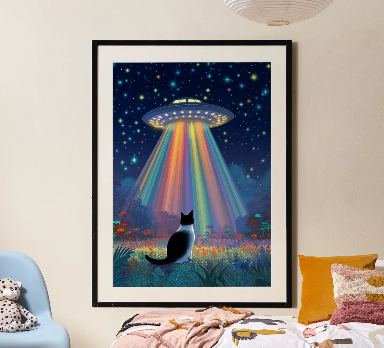 Cat vs UFO Spaceship poster by Stellar Creative