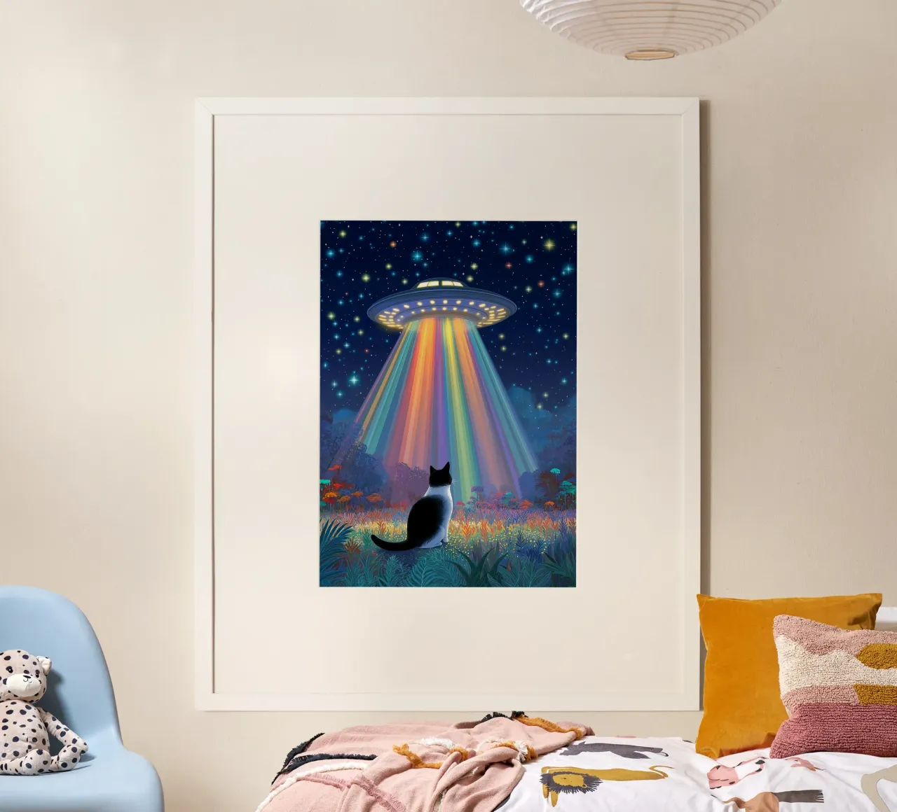 Cat vs UFO Spaceship poster by Stellar Creative