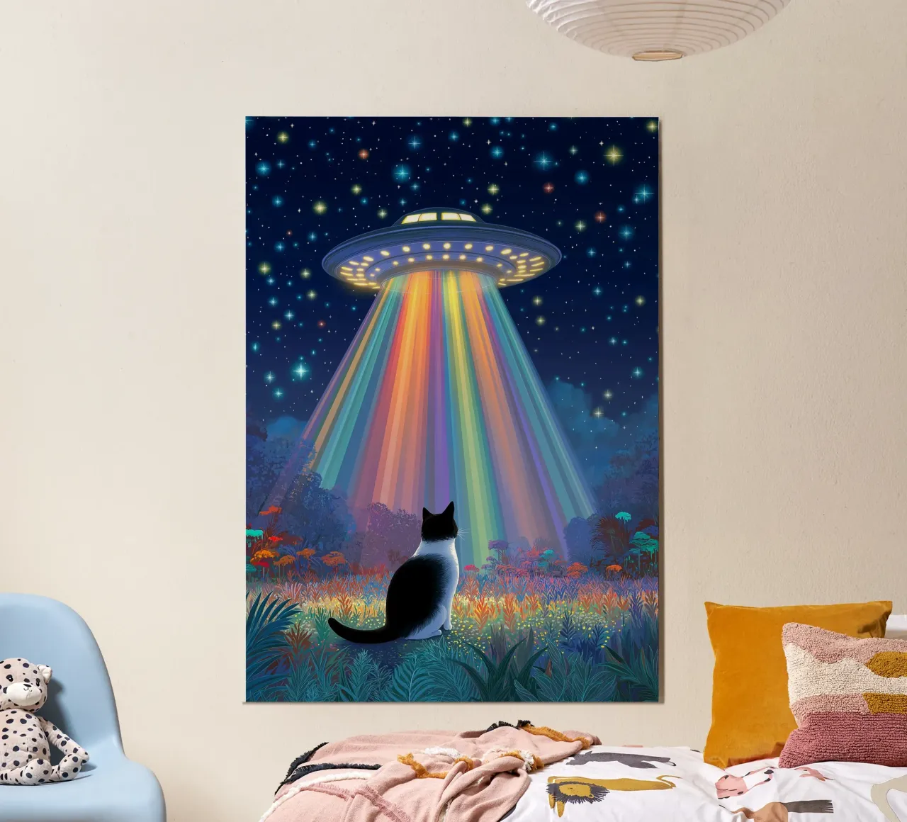 Cat vs UFO Spaceship poster by Stellar Creative