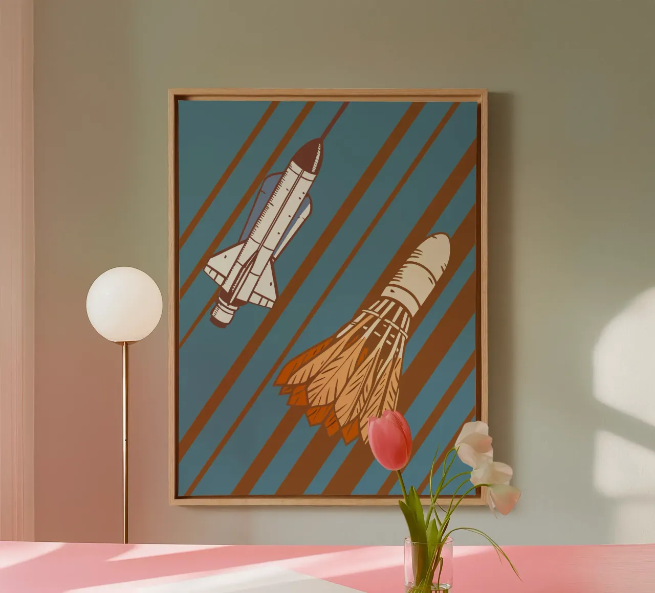 Badminton and Rockets canvas with Floater frame by SPORTS ONLY
