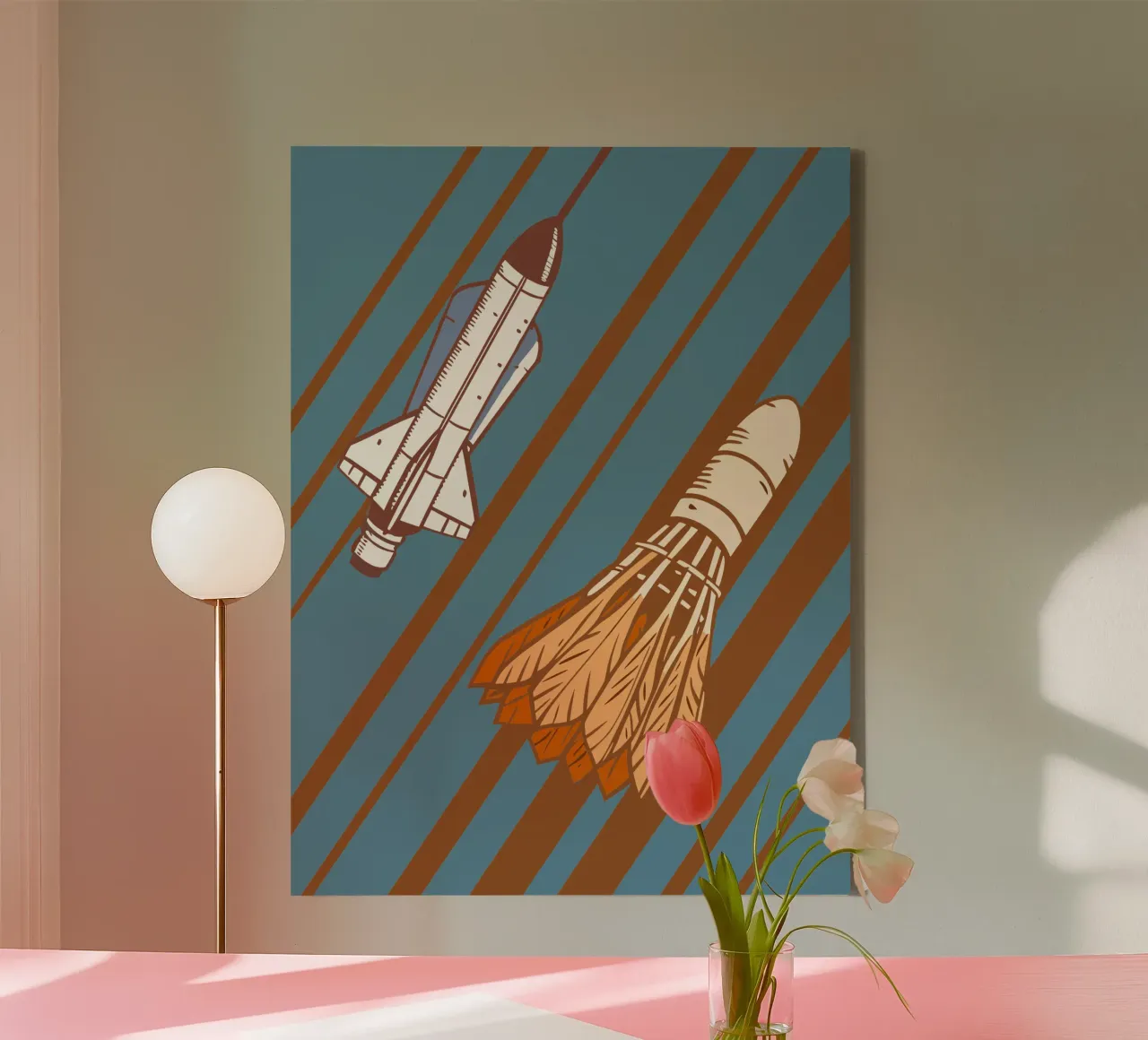 Badminton and Rockets canvas with Floater frame by SPORTS ONLY