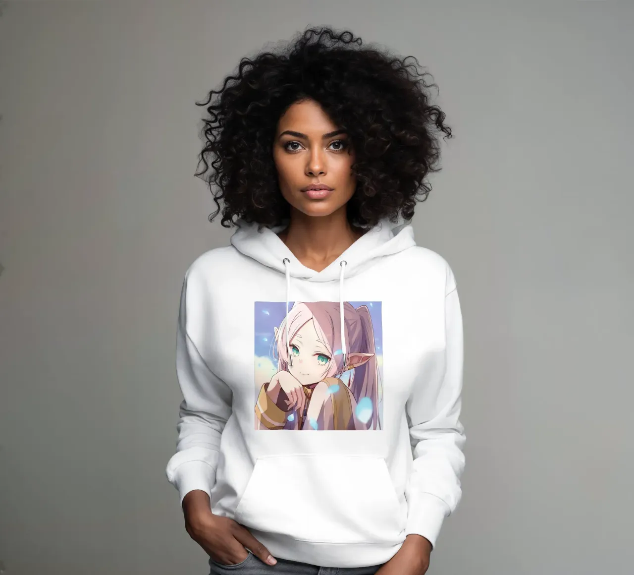 Ragazza di bellezza felpa con cappuccio da donald shop