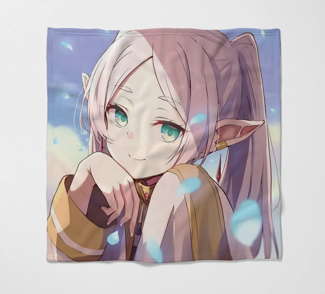 Ragazza di bellezza coperta in pile da donald shop