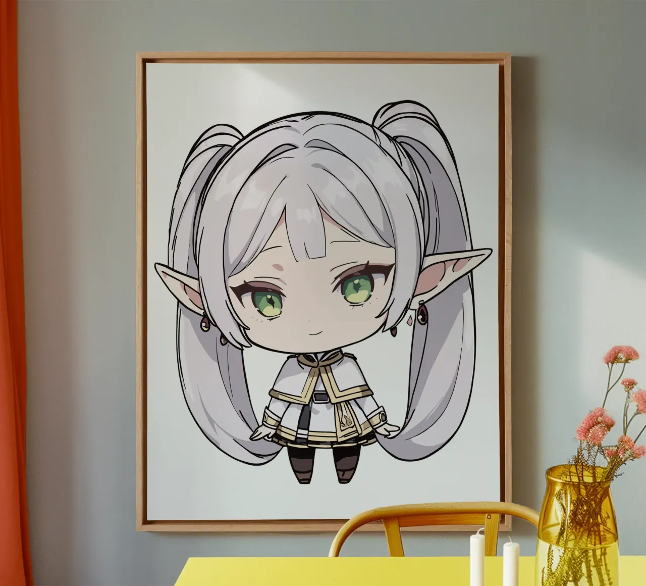 Chibi Frieren tela con Cornice a cassetta da donald shop