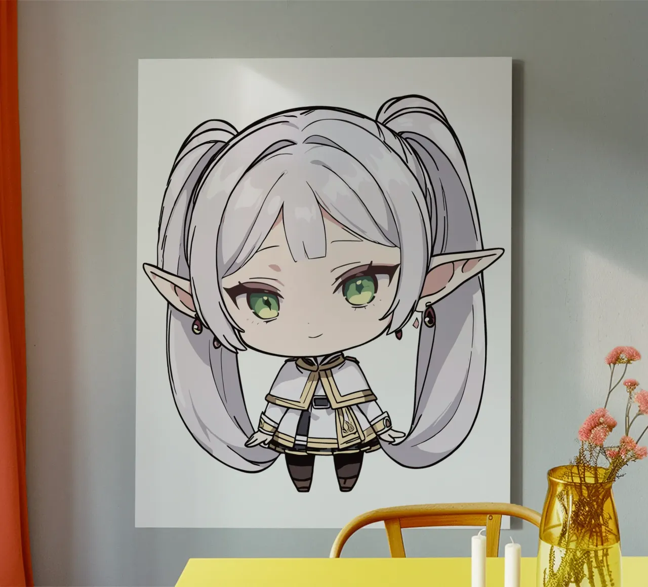 Chibi Frieren tela con Cornice a cassetta da donald shop
