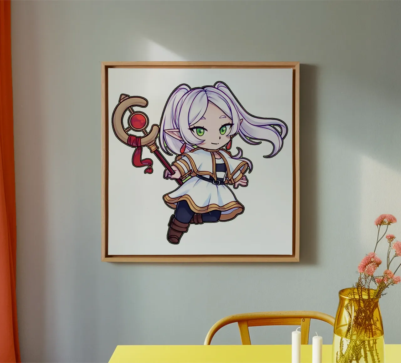 Chibby Frying canvas with Floater frame by donald shop
