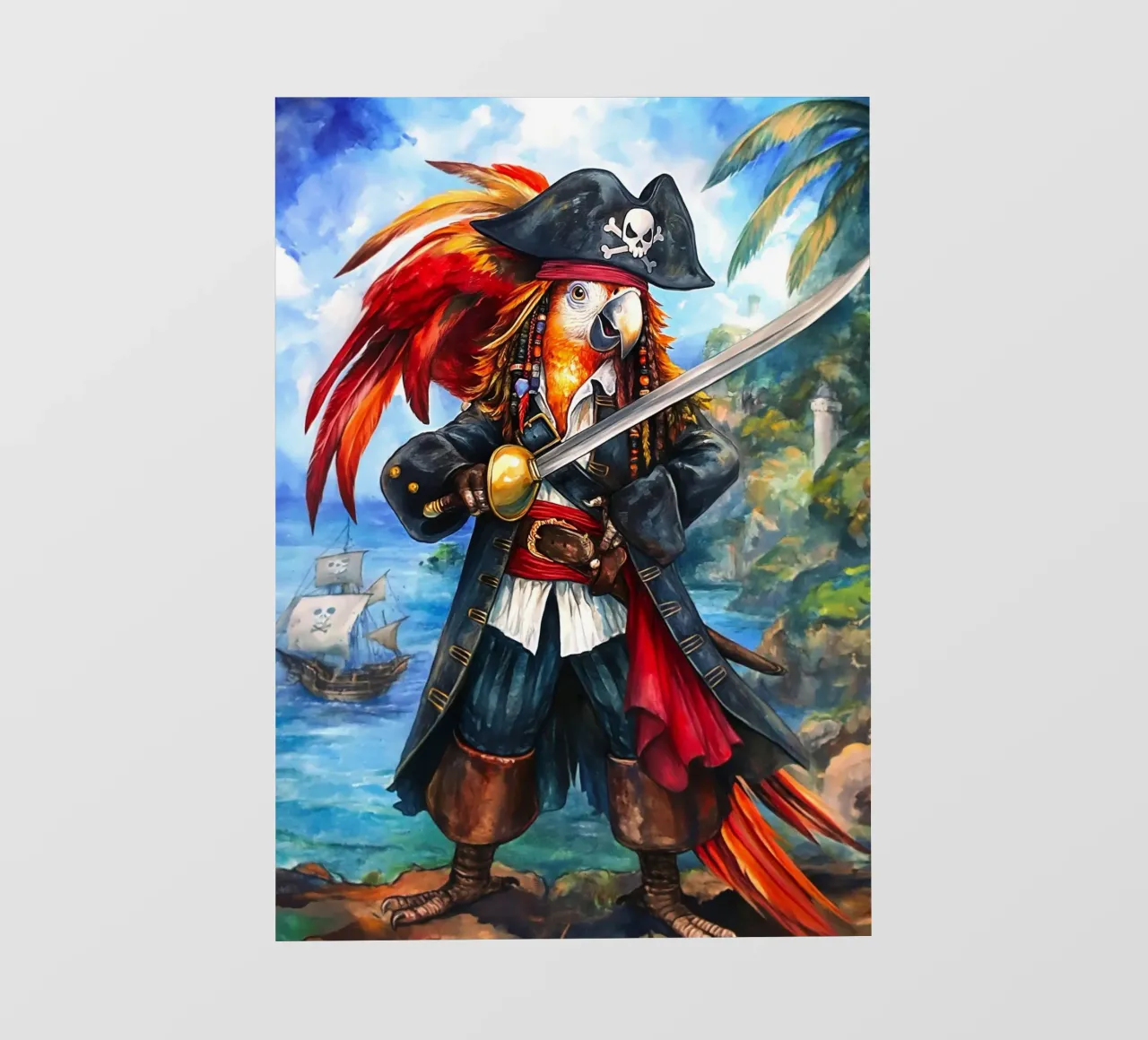 Pappagallo Capitano Pirata con spada telo in pvc da Fleur de Lys