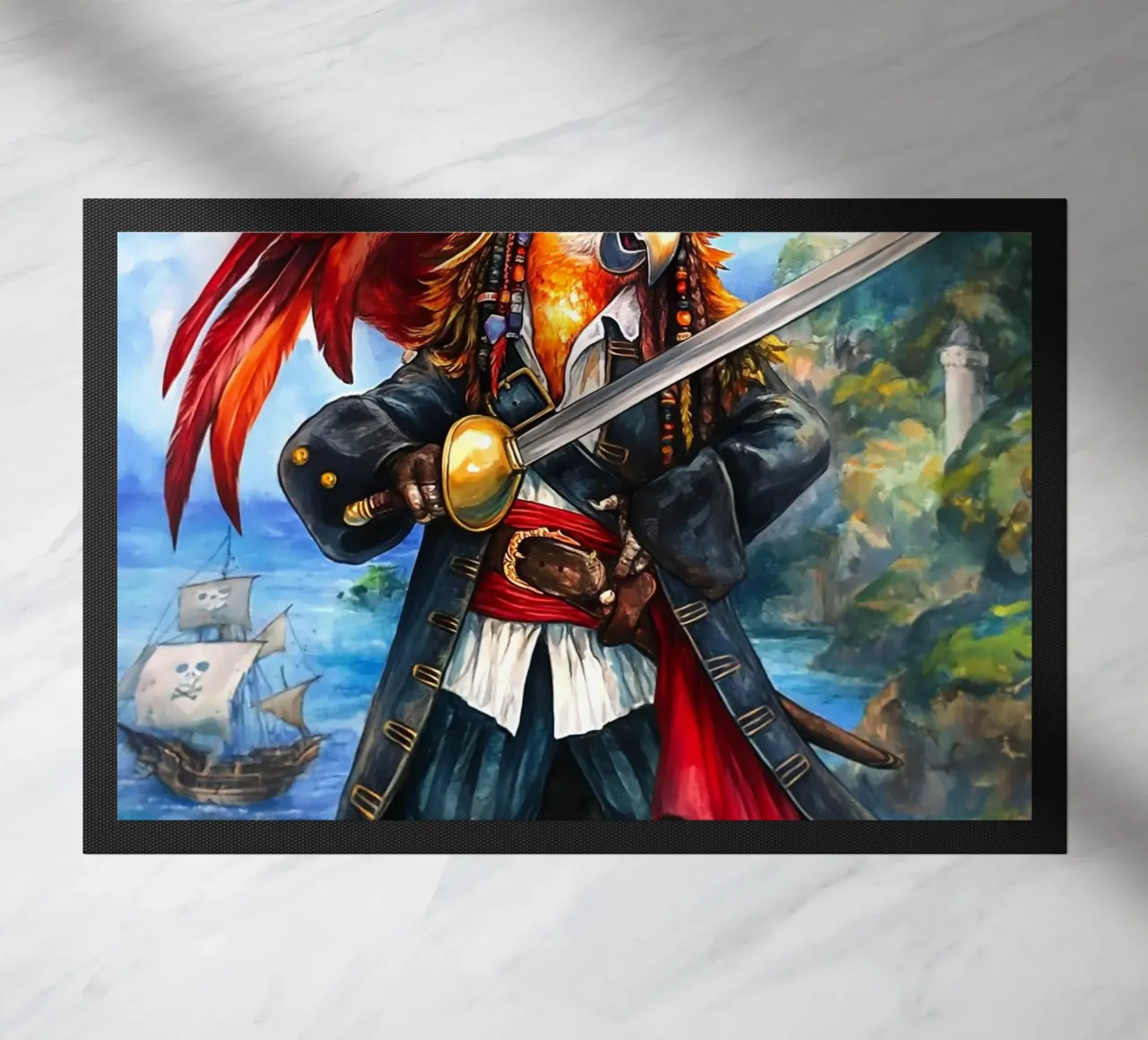 Pappagallo Capitano Pirata con spada zerbino da Fleur de Lys
