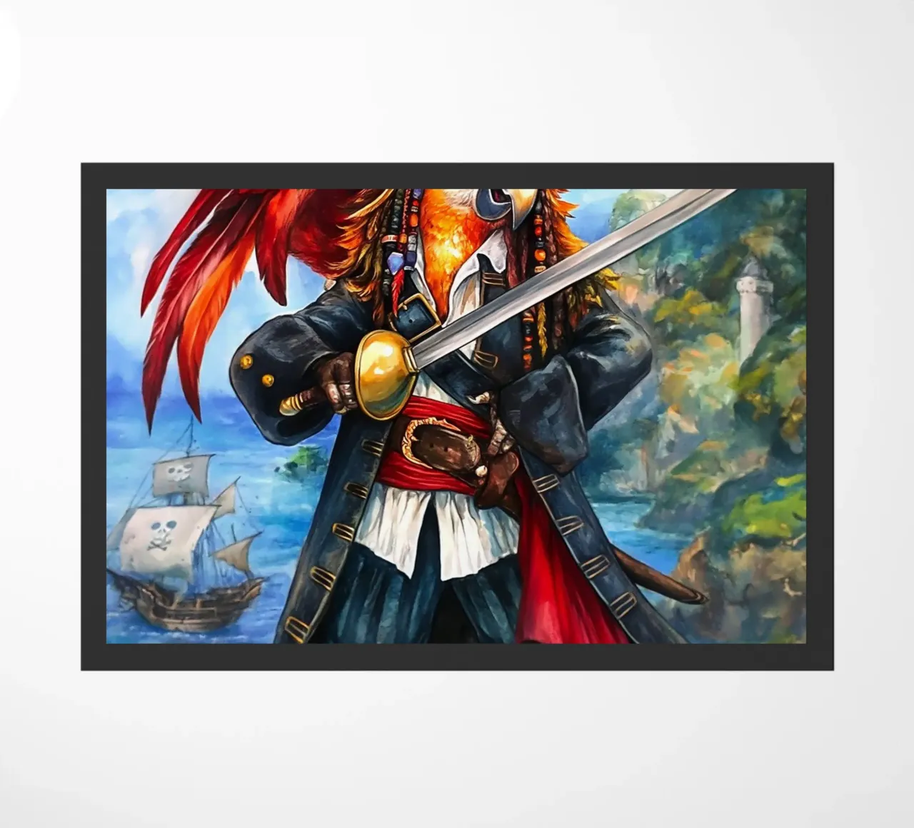 Pappagallo Capitano Pirata con spada zerbino da Fleur de Lys