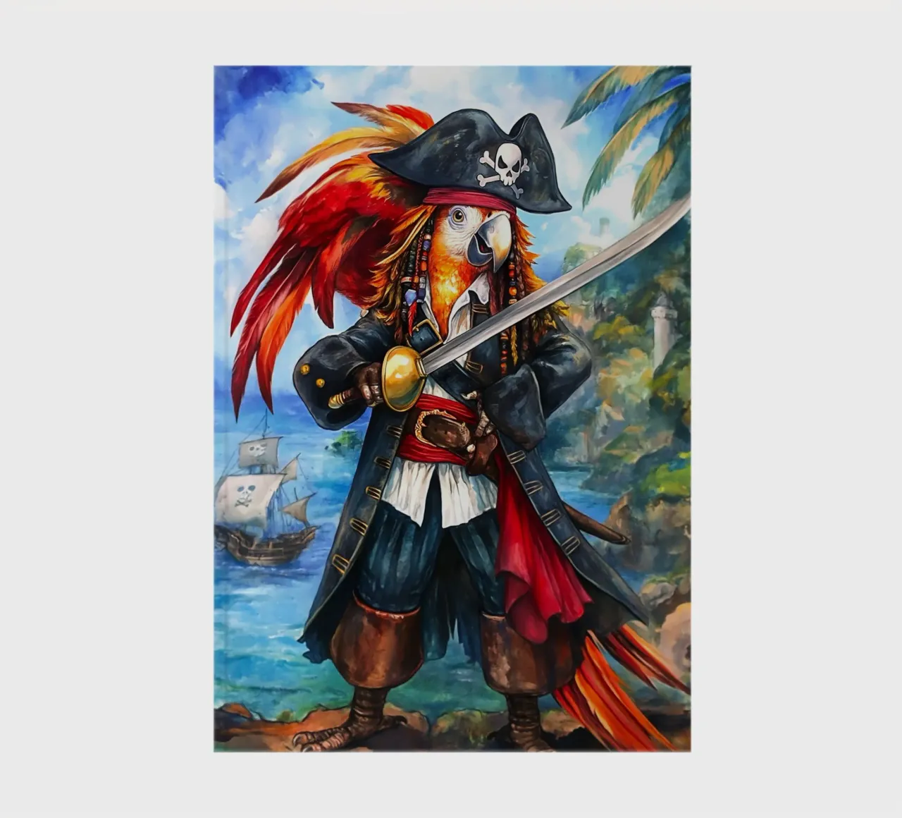 Parrot Pirate Captain with Sword notebook by Fleur de Lys