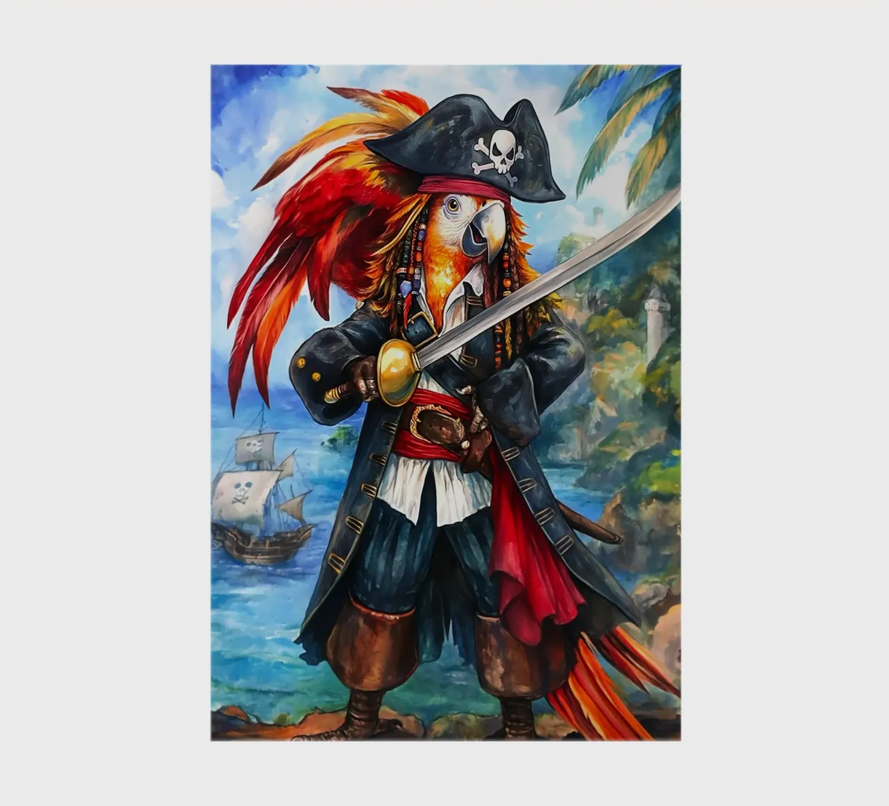 Parrot Pirate Captain with Sword notebook by Fleur de Lys