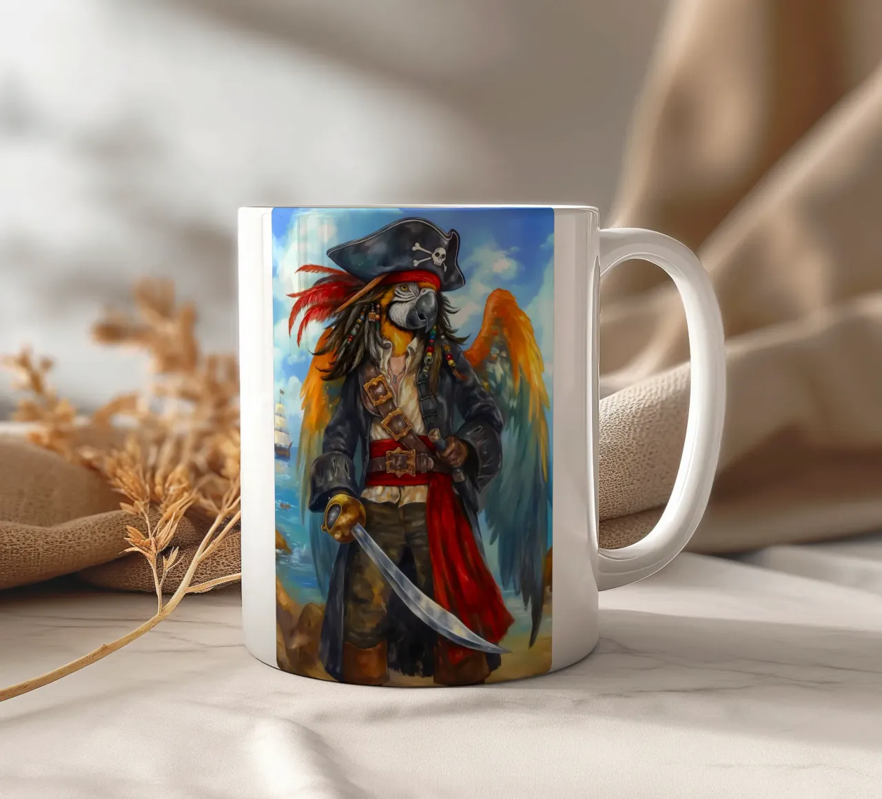 Pappagallo Capitano Pirata tazza in ceramica da Fleur de Lys