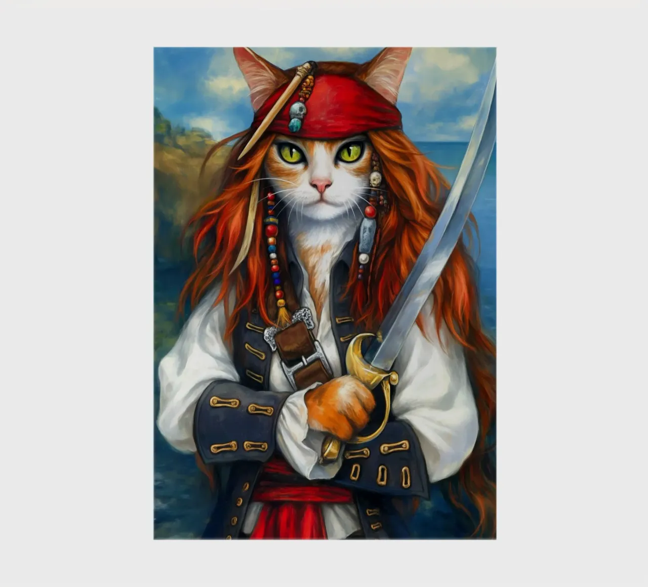 Cat Pirate Captain with Sword notebook by Fleur de Lys