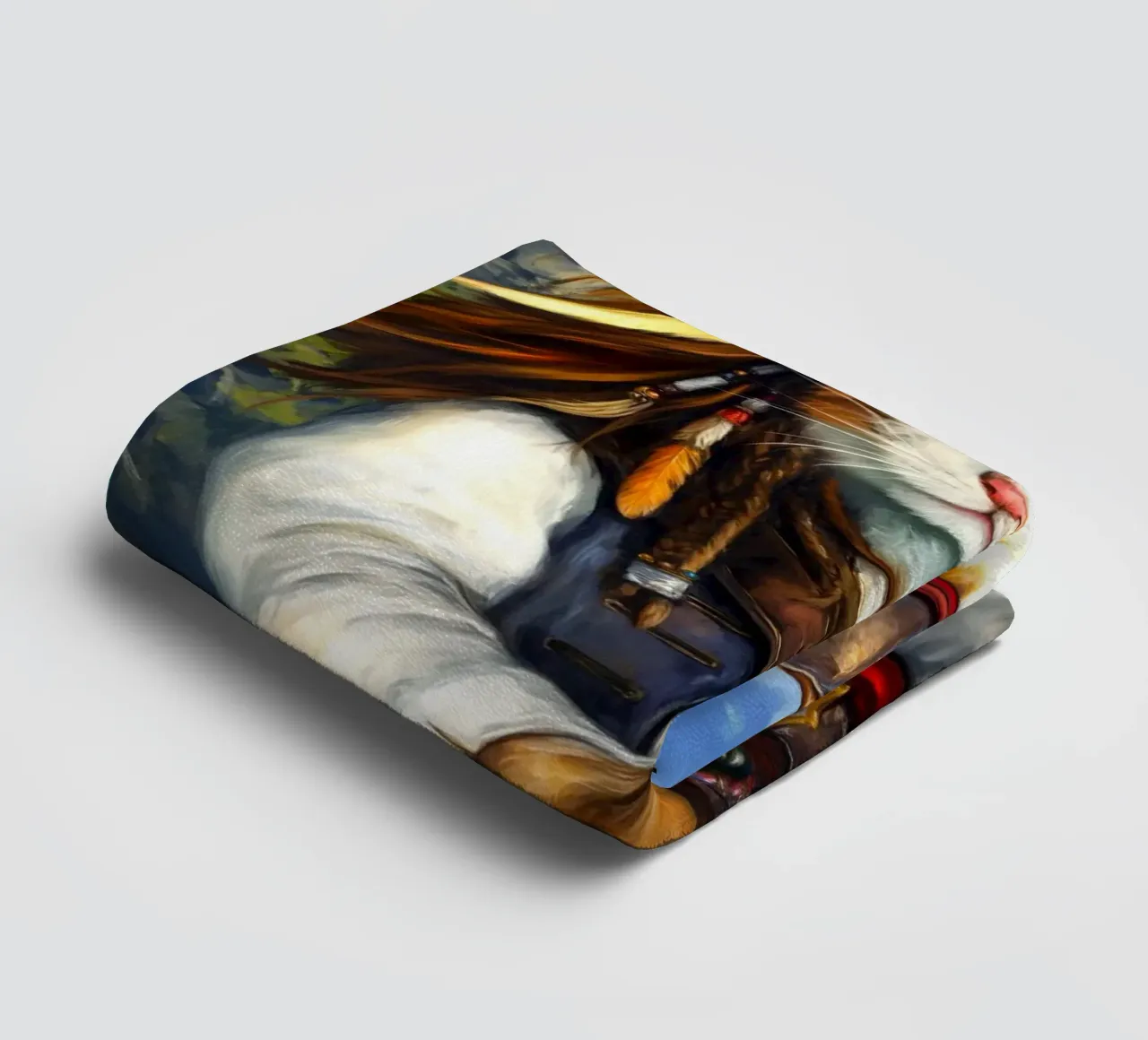 Caribbean Cat Pirate Captain with Sword towel by Fleur de Lys