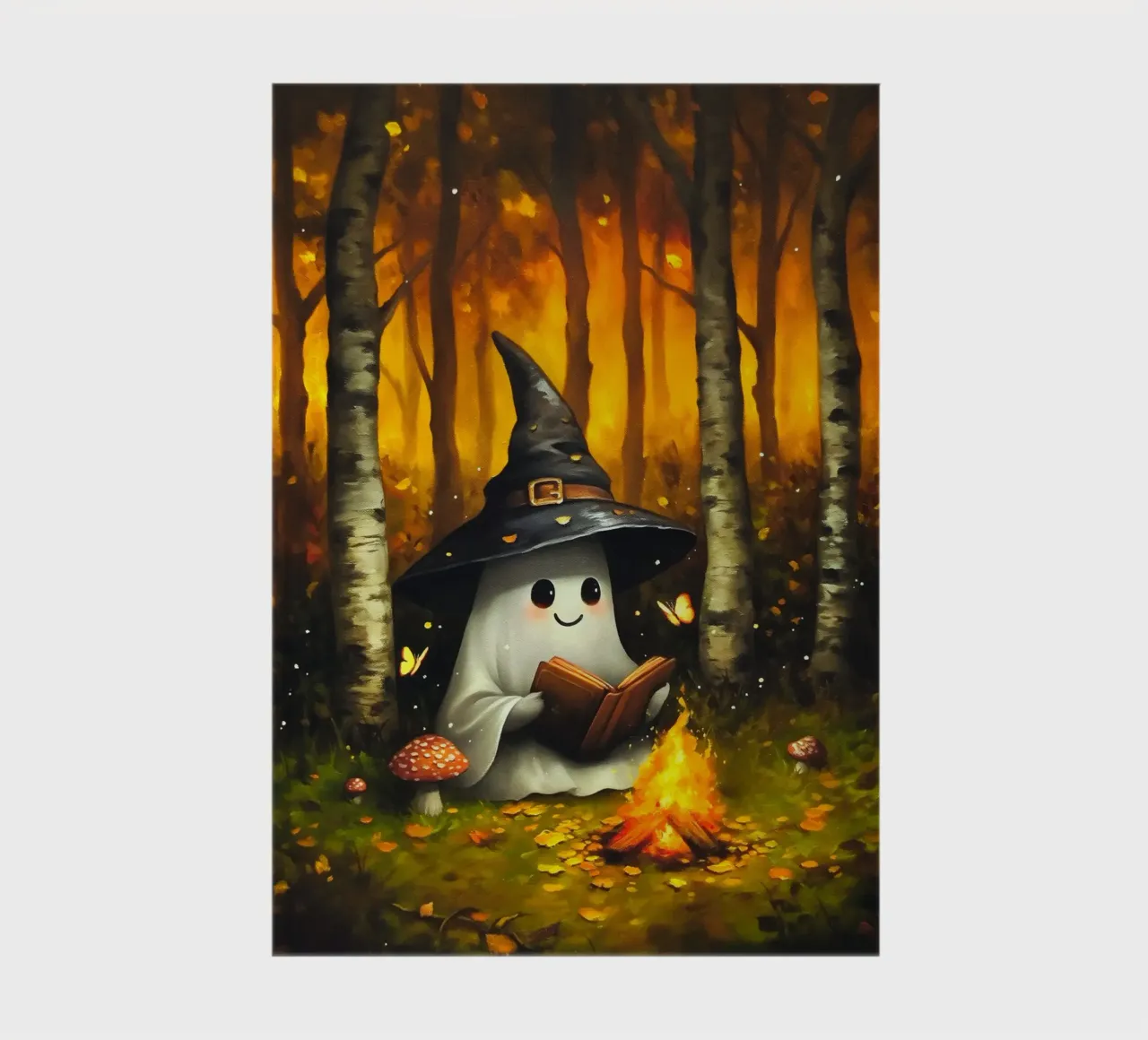 Lecture d'un fantôme en automne autour d'un feu de camp carnet de notes de Fleur de Lys