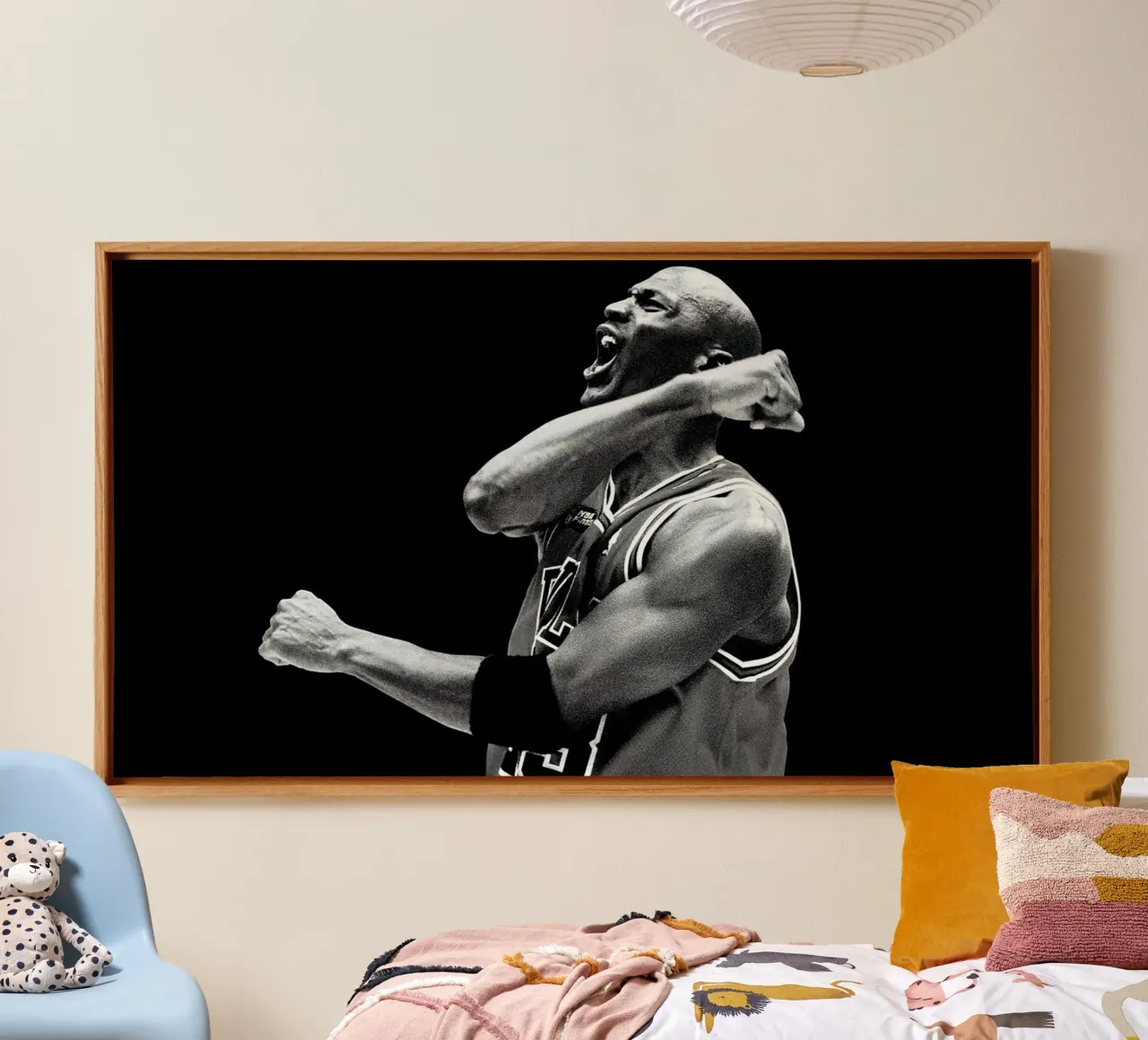 Michael Jordan top bianco e nero tela con Cornice a cassetta da bernar shop