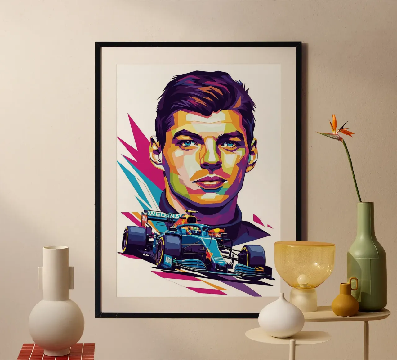 Max Verstappen F1 poster con telaio in plastica da Hantamrata