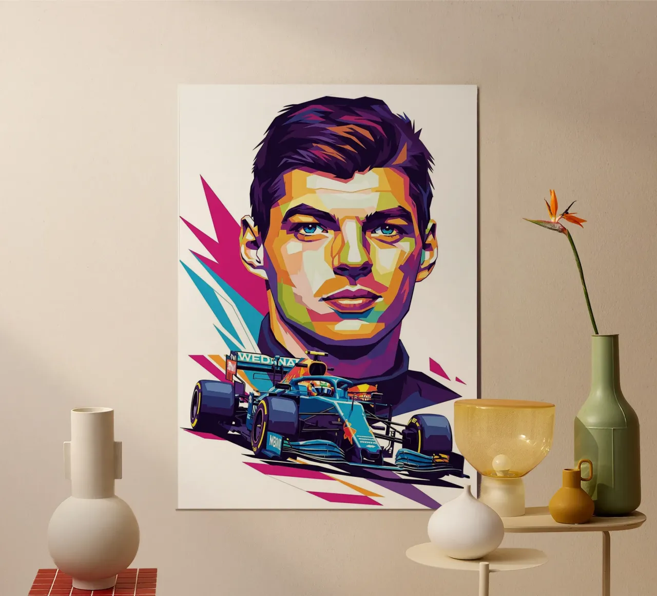 Max Verstappen F1 poster con telaio in plastica da Hantamrata