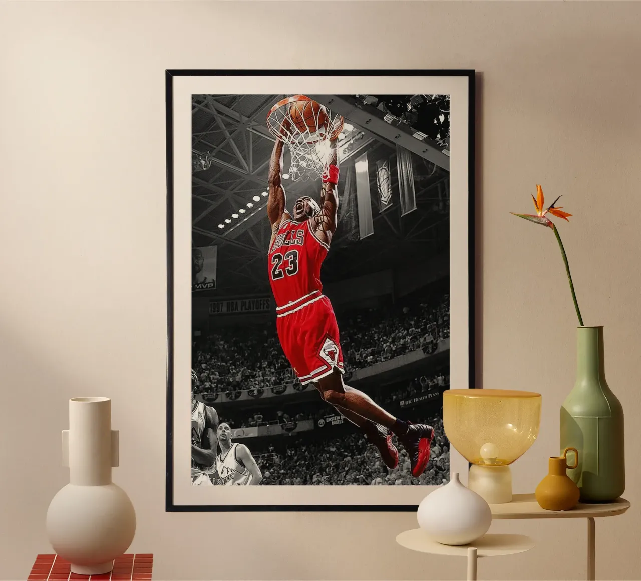 Michael Jordan Dunk Basket NBA poster con telaio in plastica da bernar shop