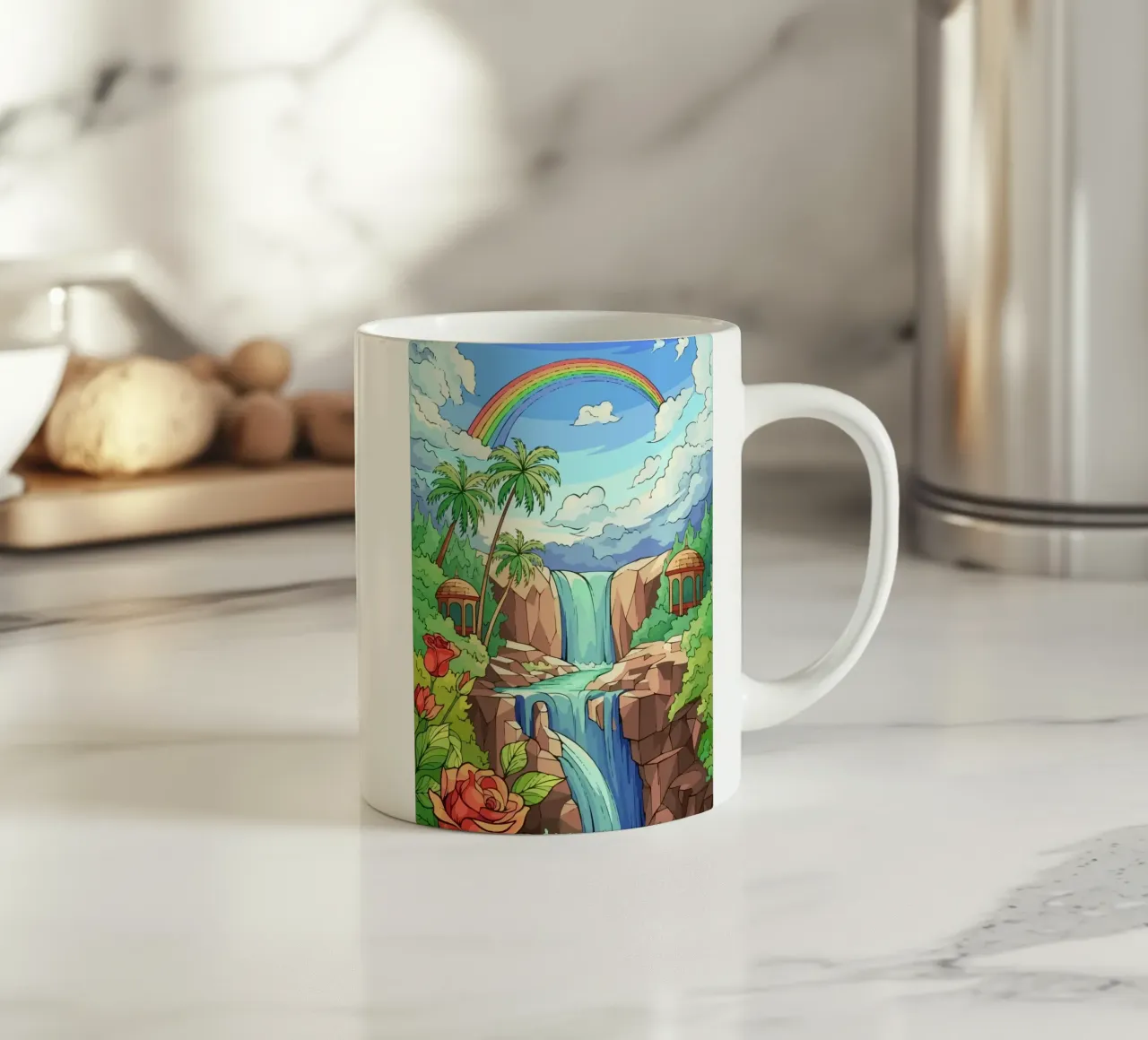 rainbow over the waterfall tazza in ceramica da Dumery Art